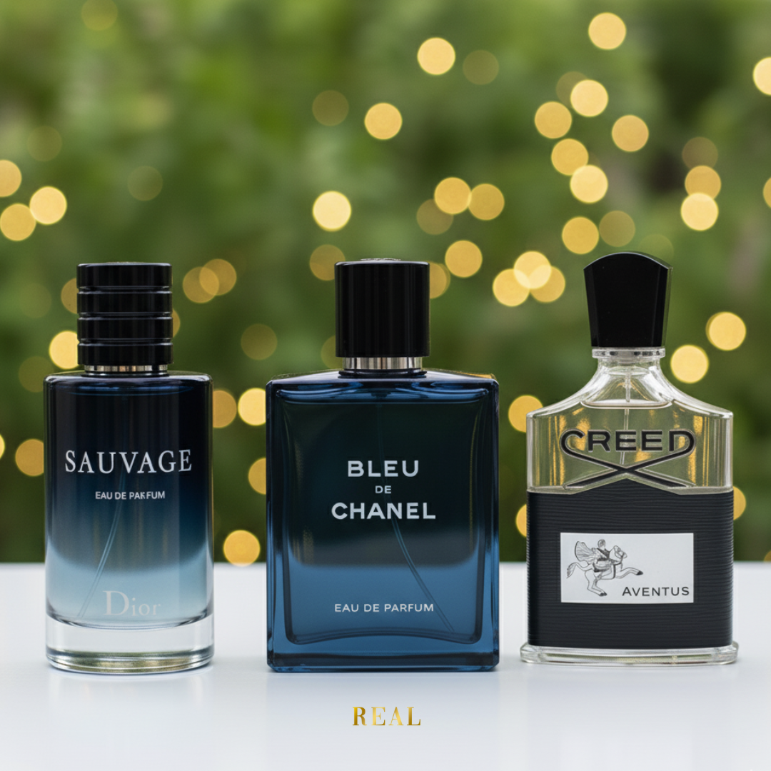 Combo de 3 perfumes - Creed, Bleu de Chanel, Sauvage